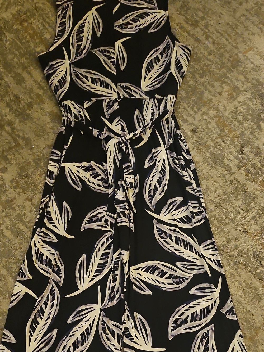 DKNY Printed Tie Waist Jersey Jumpsuit Size 14 - Picture 8 of 13